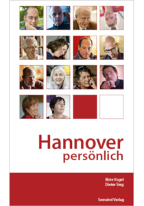 Buchcover „Hannover persönlich. Porträts“ von Birte Vogel mit Fotos aller Porträtierten sowie dem Buchtitel